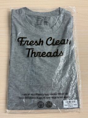 NWT Fresh Clean Threads Men's Gray Performance Crew T-Shirt, Large